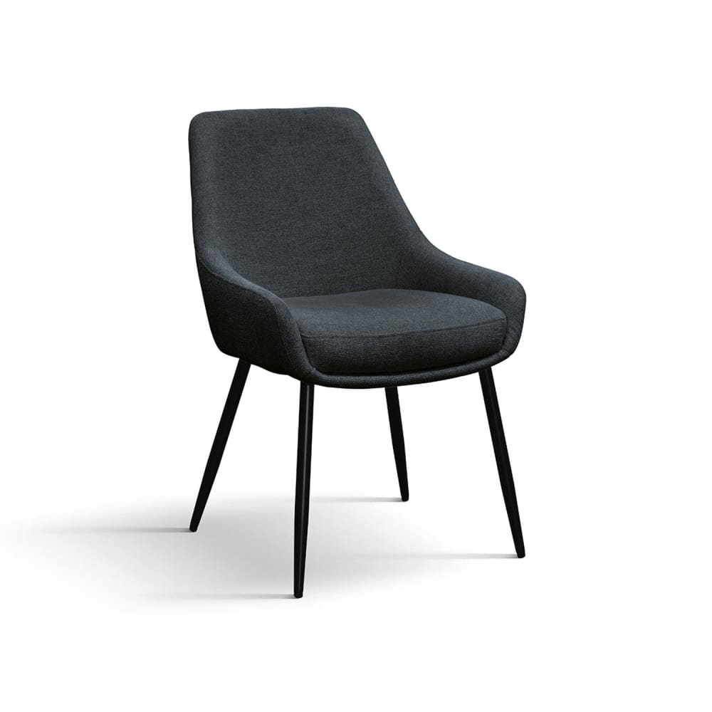 Lot+de+2+chaises+en+tissu+anthracite,+pieds+en+metal+noir+mat