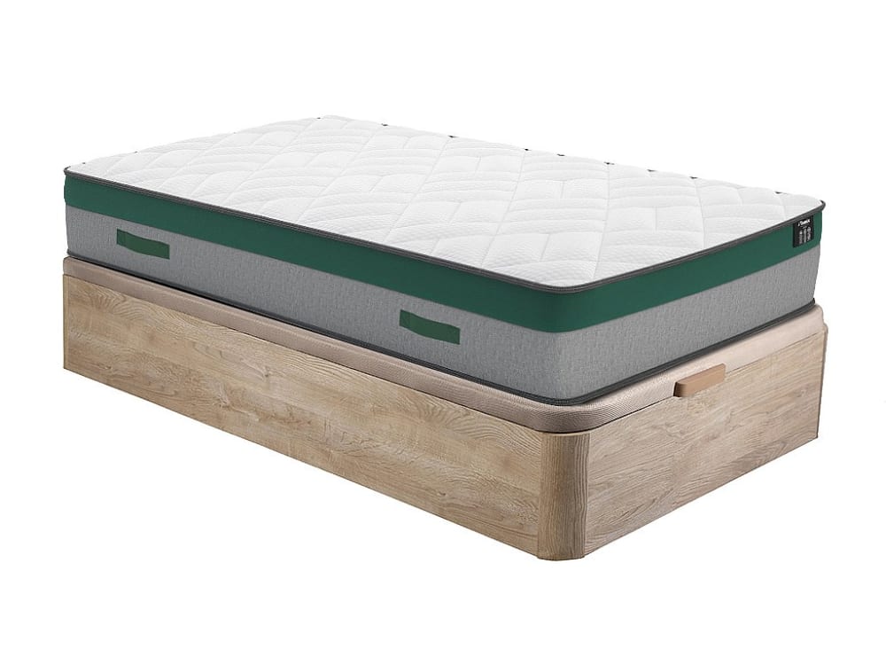 Matelas et sommier coffre panneau de particule naturel clair 90 x 190