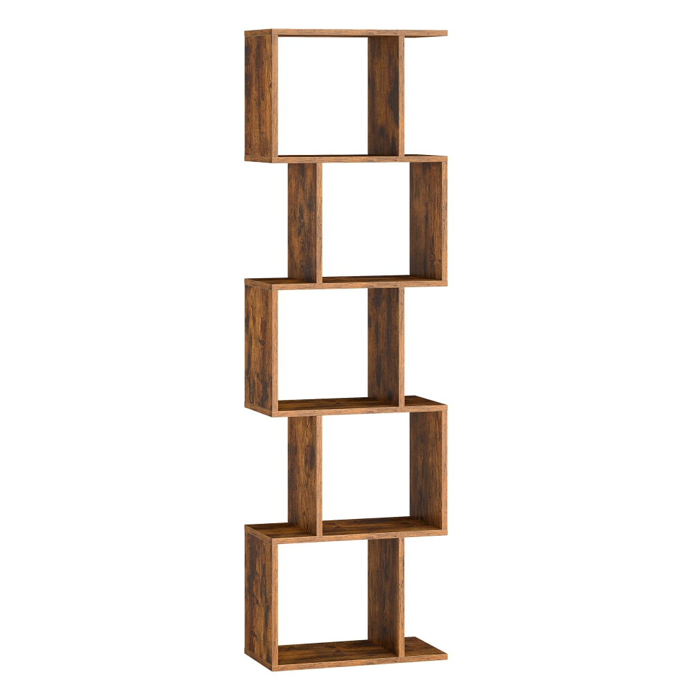 Bibliothèque à 5 niveaux de rangement cloison séparateur marron