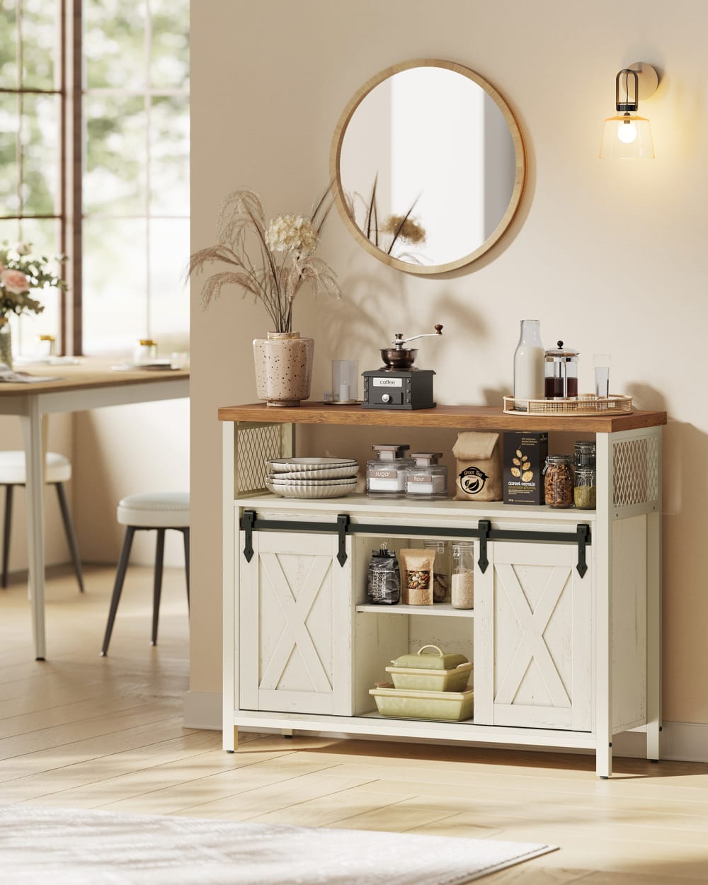 Buffet cuisine avec 2 portes 33 x 100 x 80 cm blanc et marron