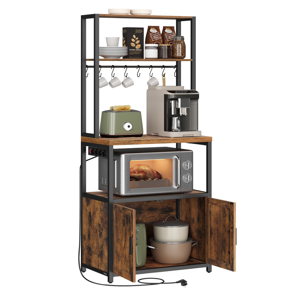 Étagère de cuisine avec multiprise 60 x 40.3 x 170 cm marron et noir