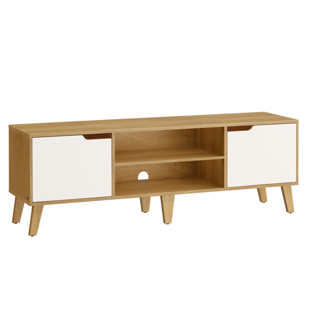 Meuble tv étagère réglable pour télévision jusqu'à 65 pouces chêne