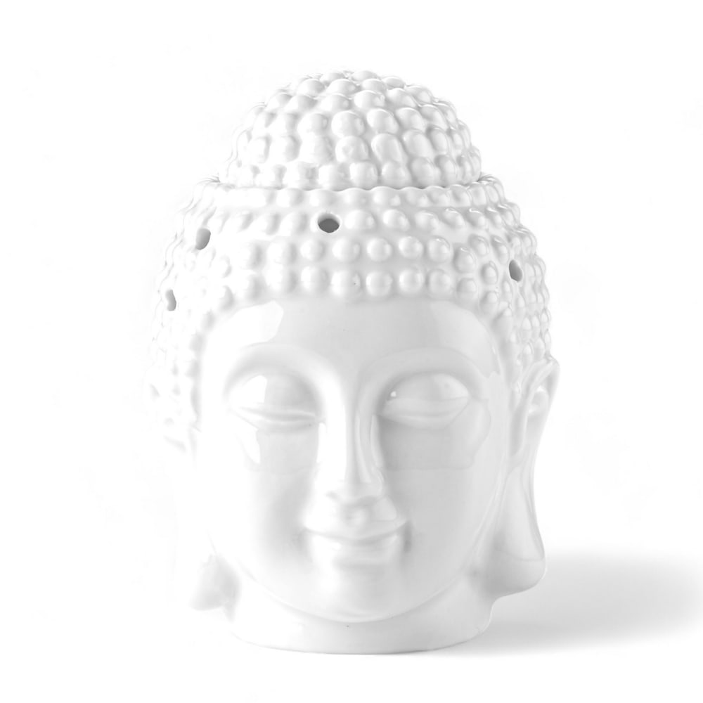 Brûle parfum Bouddha Blanc en céramique blanc - H13,5cm Brûle parfum Bouddha Blanc en céramique blanc - H13,5cm