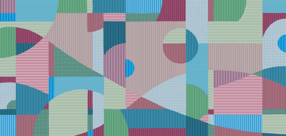Papier peint harmonies linéaires, bleu 225 x 250cm — vue 3