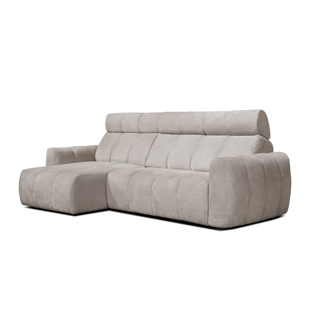 Canapé d'angle gauche 3 places, assise coulissante; beige