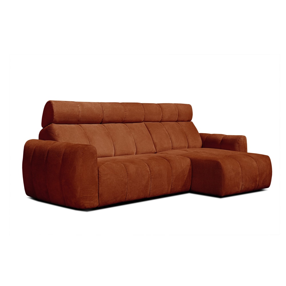 Canapé d'angle droit 3 places, assise coulissante; rouge