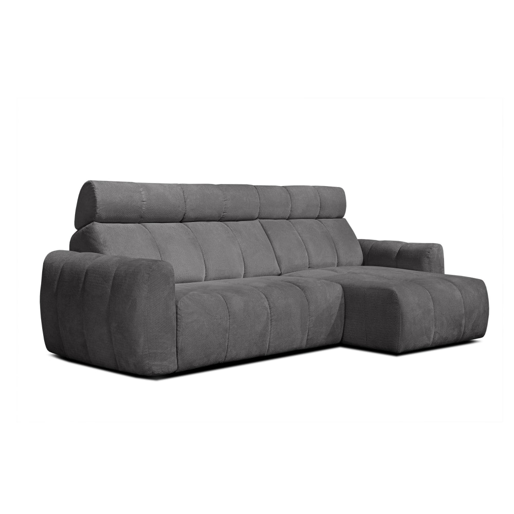 Canapé d'angle droit 3 places, assise coulissante; gris foncé