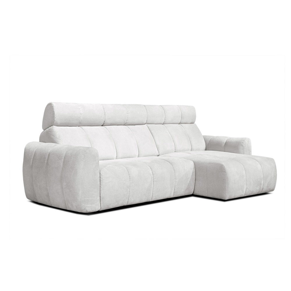 Canapé d'angle droit 3 places, assise coulissante; crème