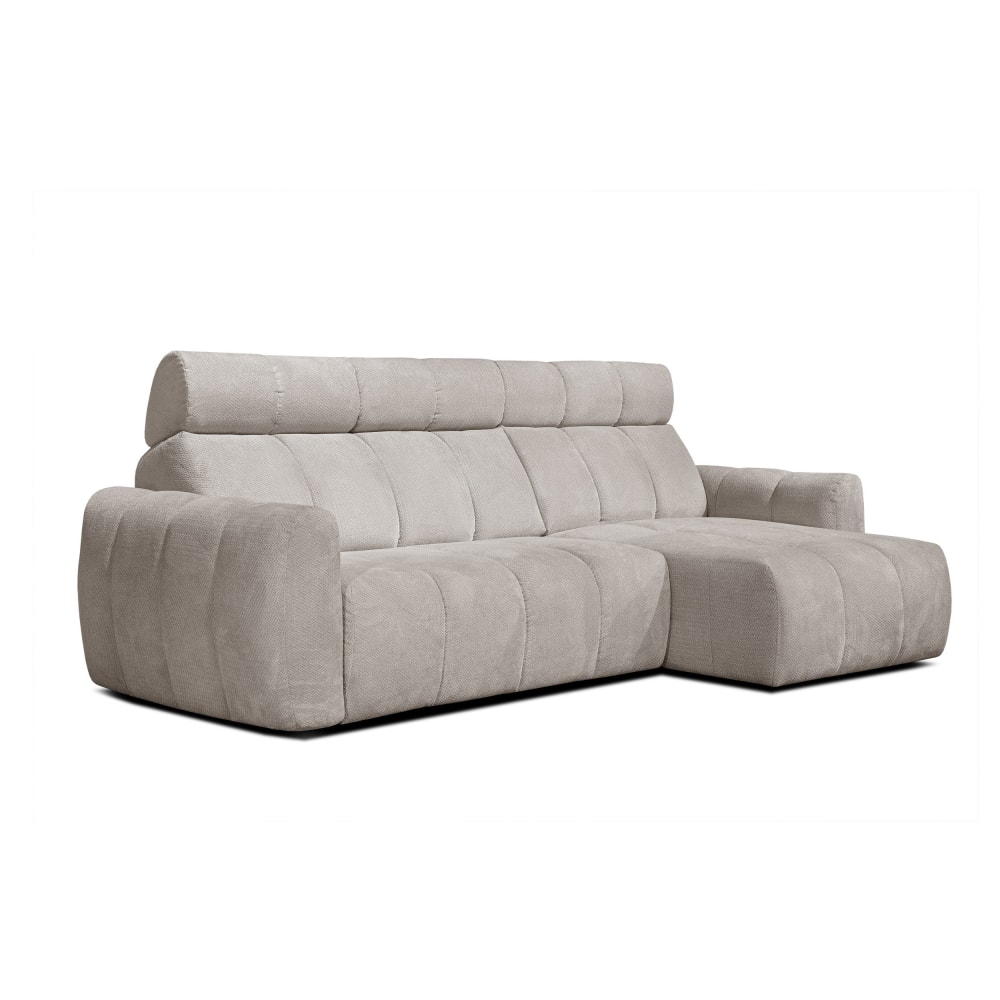 Canapé d'angle droit 3 places, assise coulissante; beige