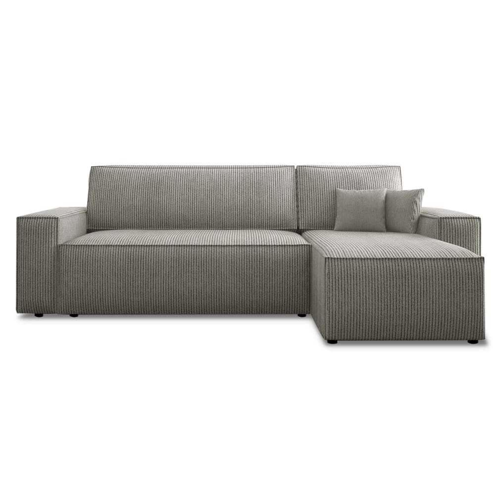 Canapé d'angle convertible réversible 4 places en velours côtelé taupe