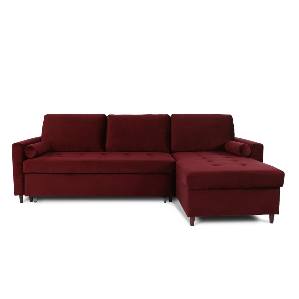 Canapé d'angle convertible - velours rouge
