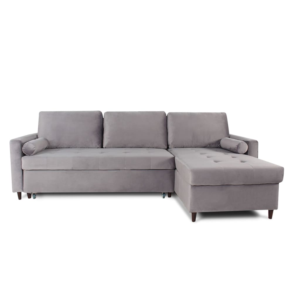 Canapé d'angle convertible réversible 4 places en velours gris