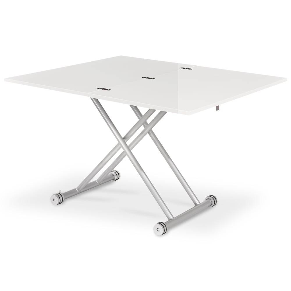 Table basse relevable blanc laqué