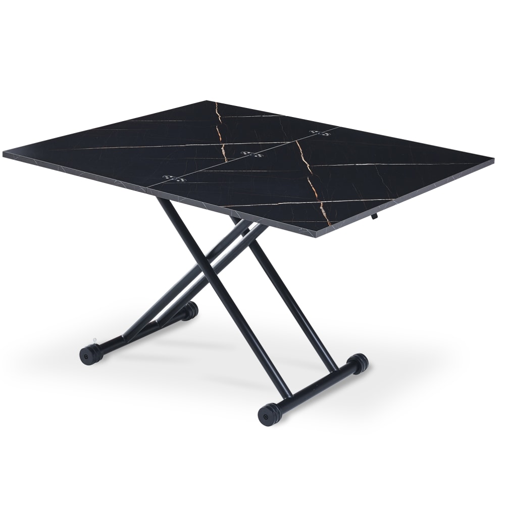 Table basse relevable effet céramique noir