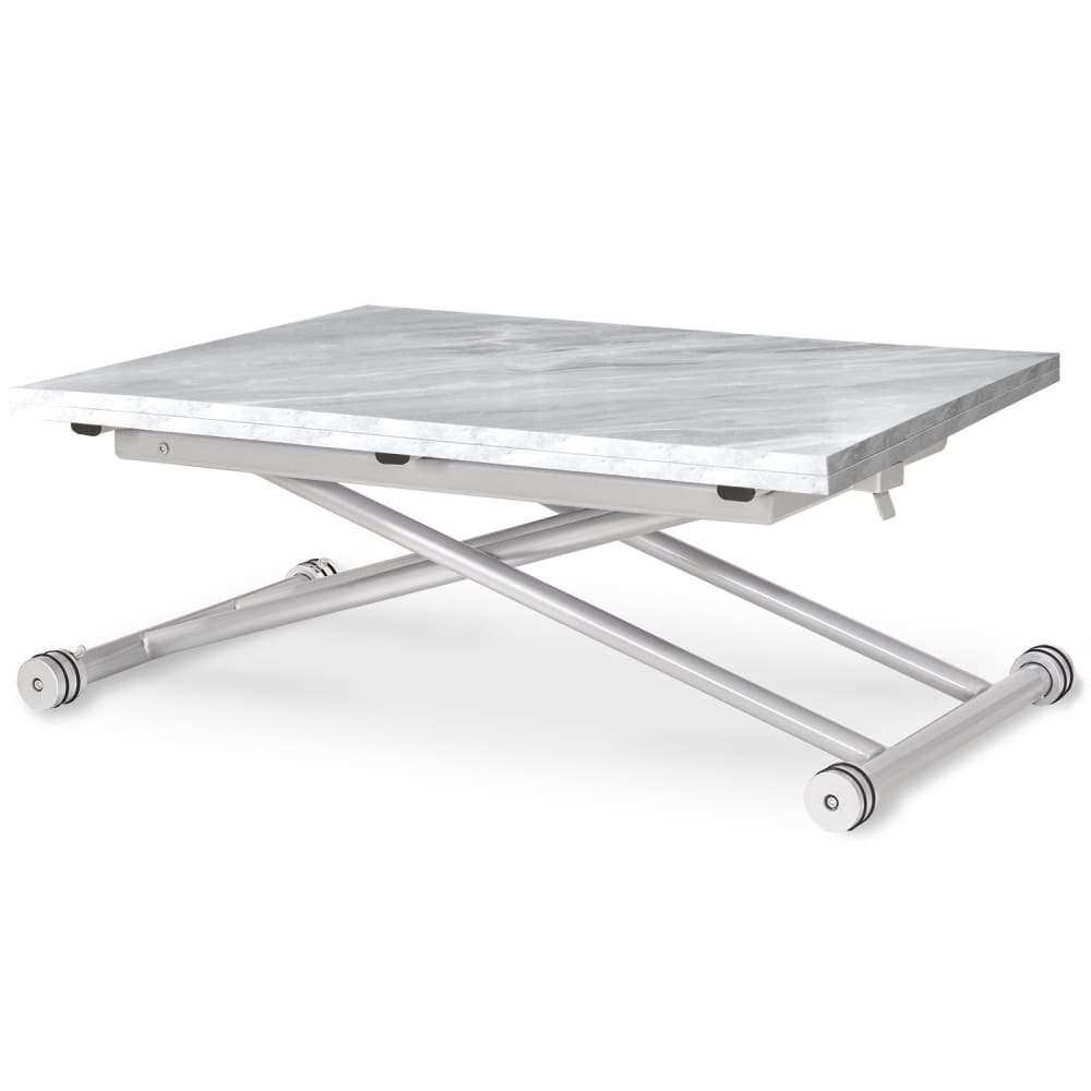 Table basse relevable effet marbre