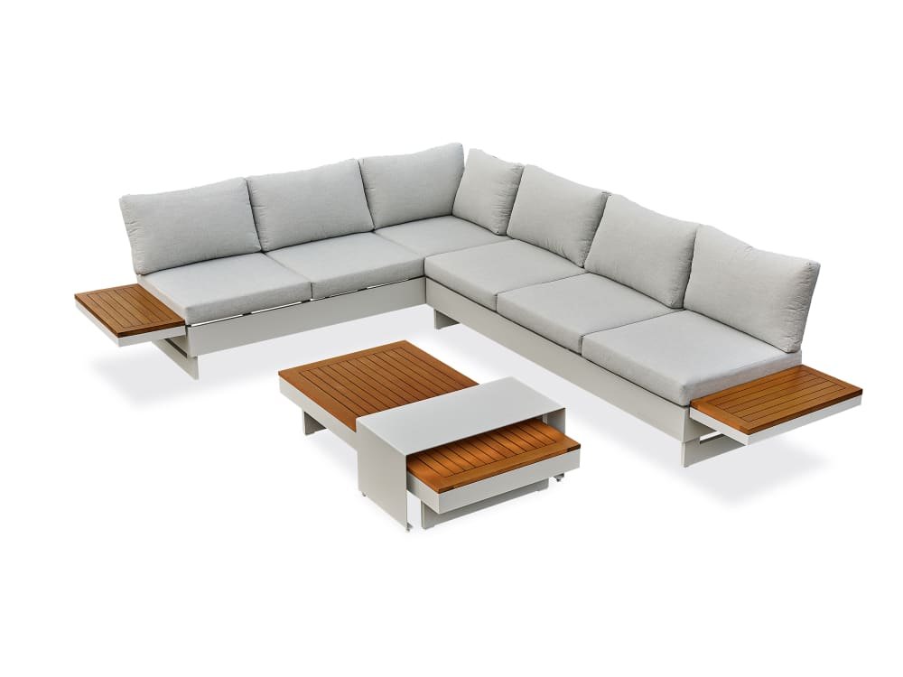 Salon de jardin d'angle 6 places - Gris