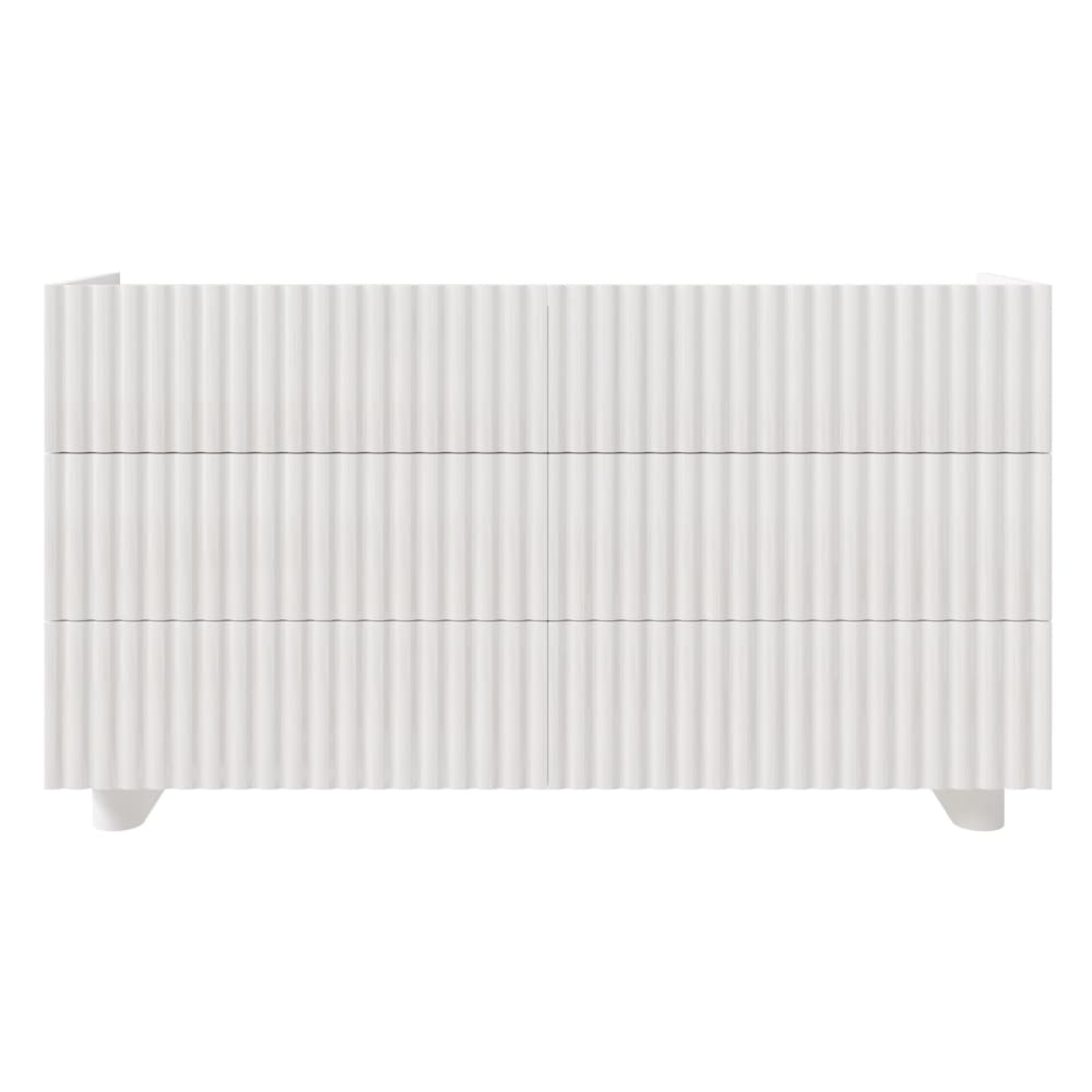 Selsey Kommode mit sechs Schubladen, Weiß Hochglanz, 147 cm style modern Weiß Spanplatte