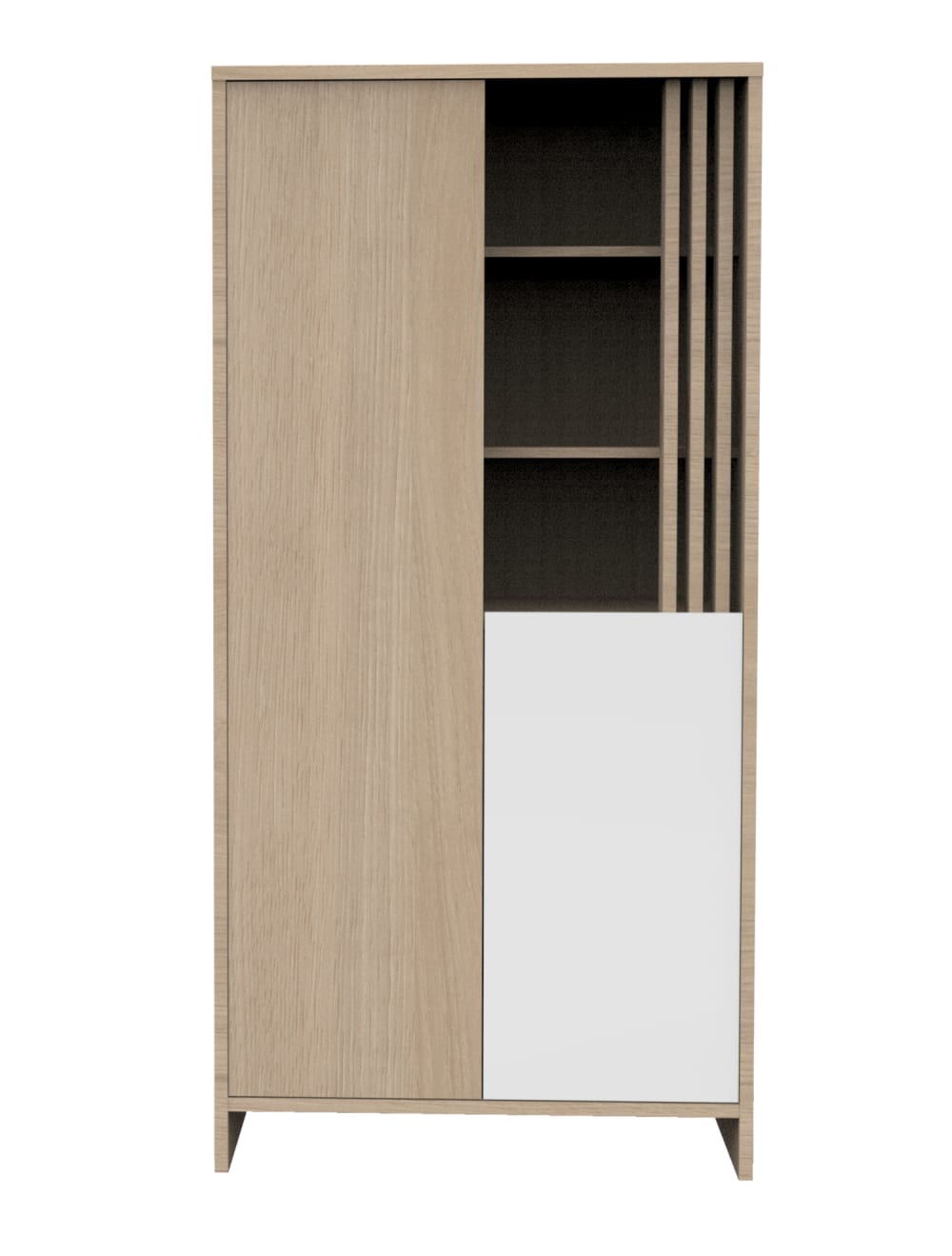 Armoire 2 portes et 1 niche avec claustra en bois décor chêne Suave
