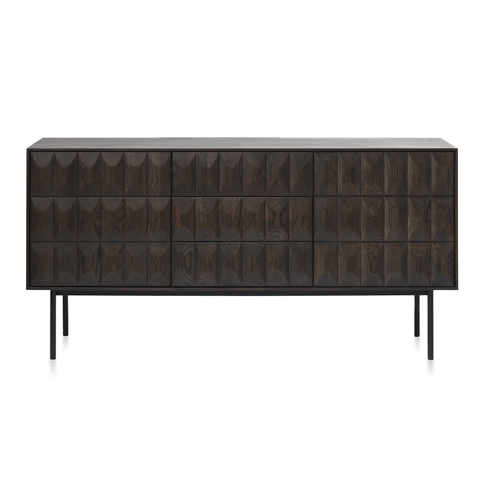 Buffet 2 portes 3 tiroirs 160 cm bois foncé 160x80x45 cm