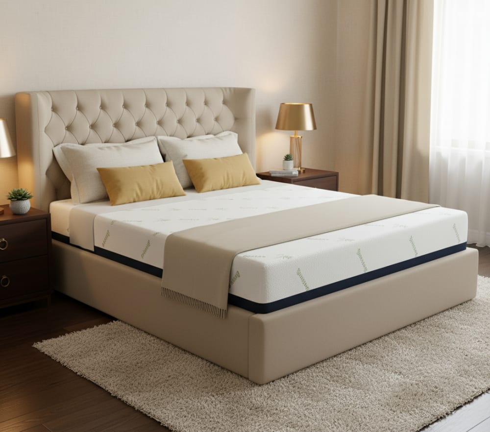 Reca Bedding Memoryschaum-Matratze mit abnehmbarem Bambusbezug 160x200 cm Weiß Stoff