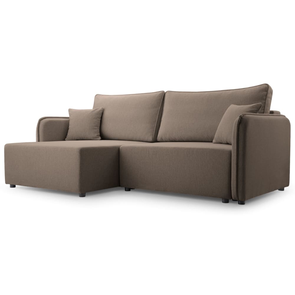 Canapé d'angle convertible, brun clair, côté gauche