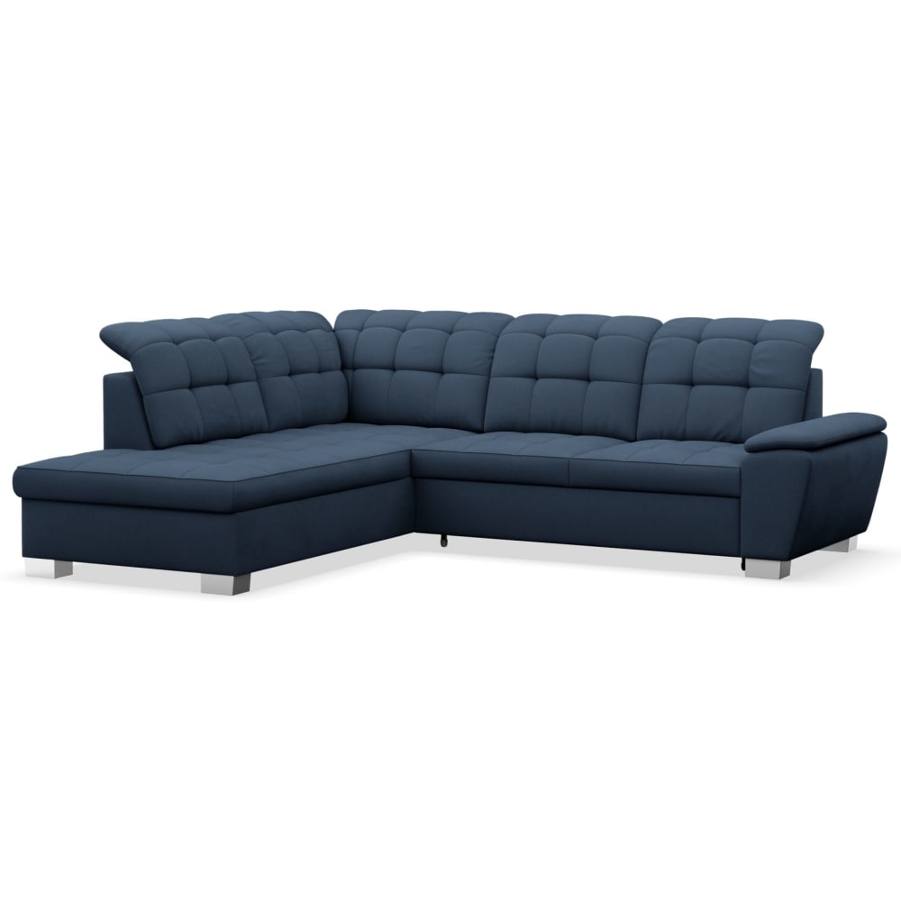 Canapé d’angle convertible, côté gauche, bleu marine