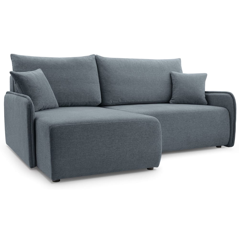 Canapé d'angle convertible, en tissu chenille, gris foncé, côté gauche