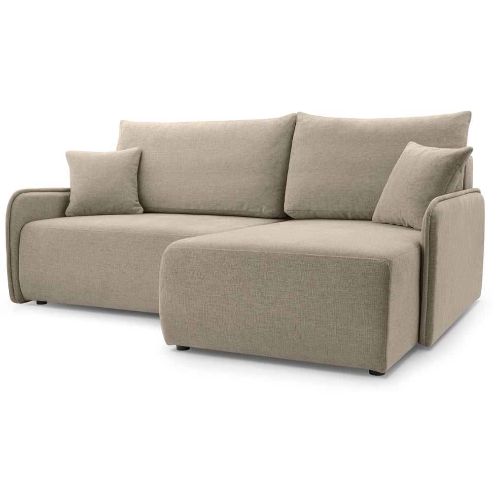 Canapé d'angle convertible, en tissu chenille, beige foncé, côté droit