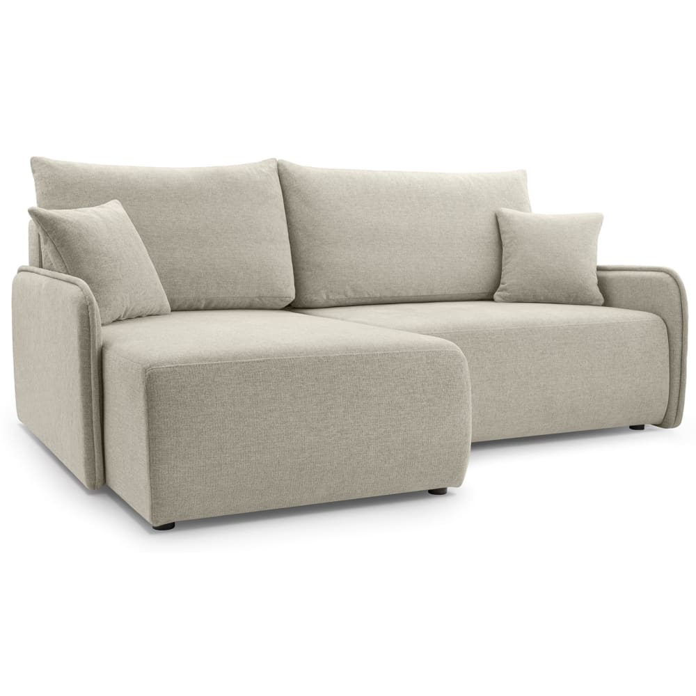 Canapé d'angle convertible, en tissu chenille, beige, côté gauche