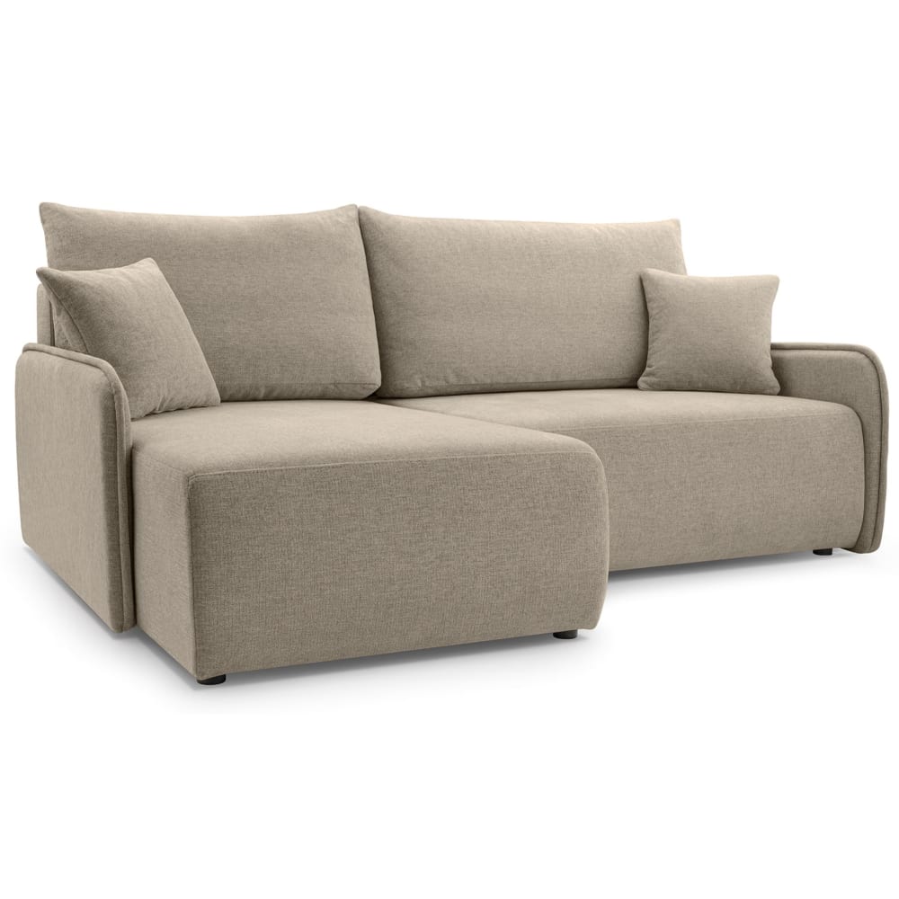 Canapé d'angle convertible, tissu chenille, beige foncé, côté gauche