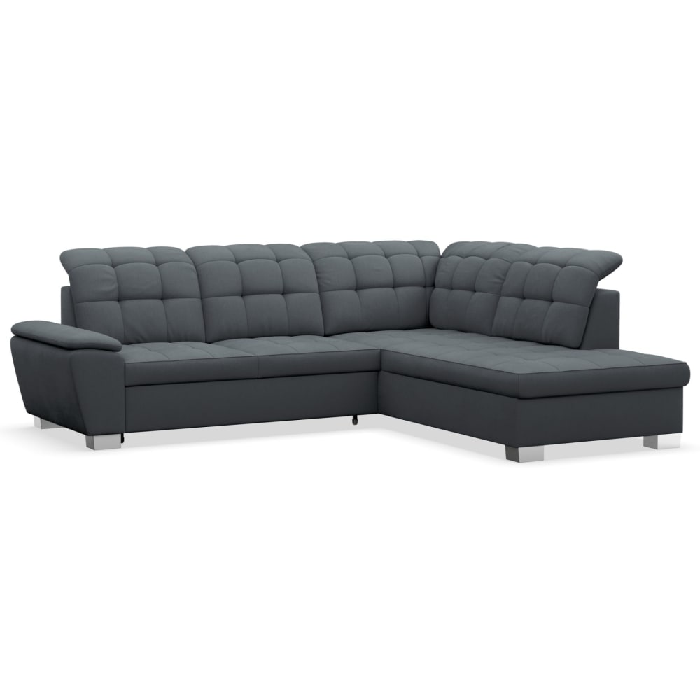 Canapé d’angle convertible, côté droit, gris foncé