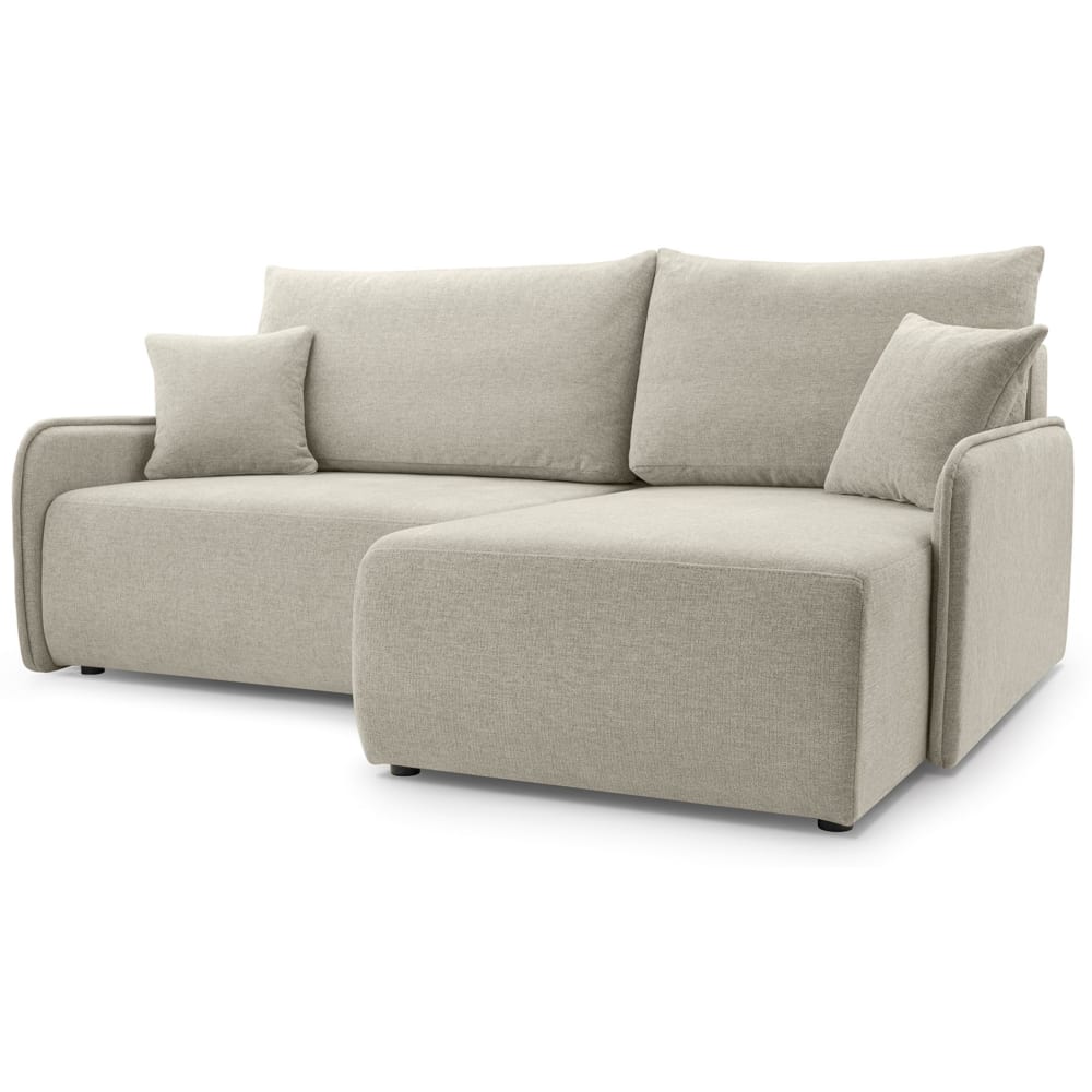 Canapé d'angle convertible, en tissu chenille, beige, côté droit