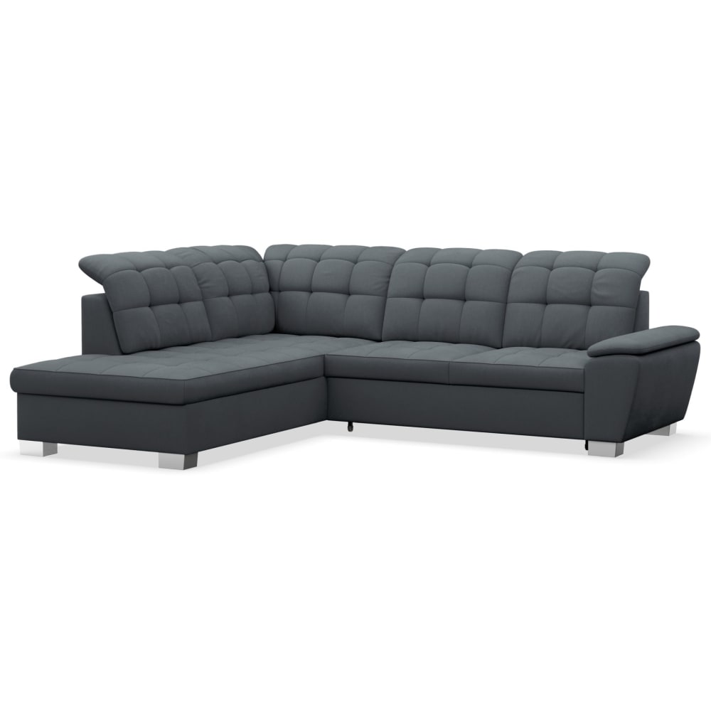 Canapé d’angle convertible, côté gauche, gris foncé