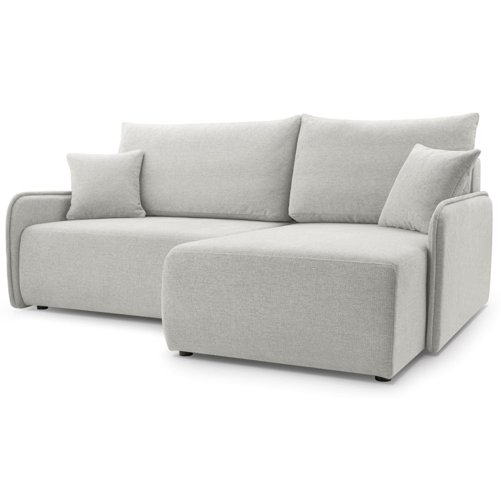 Canapé d'angle convertible, en tissu chenille, grège, côté droit