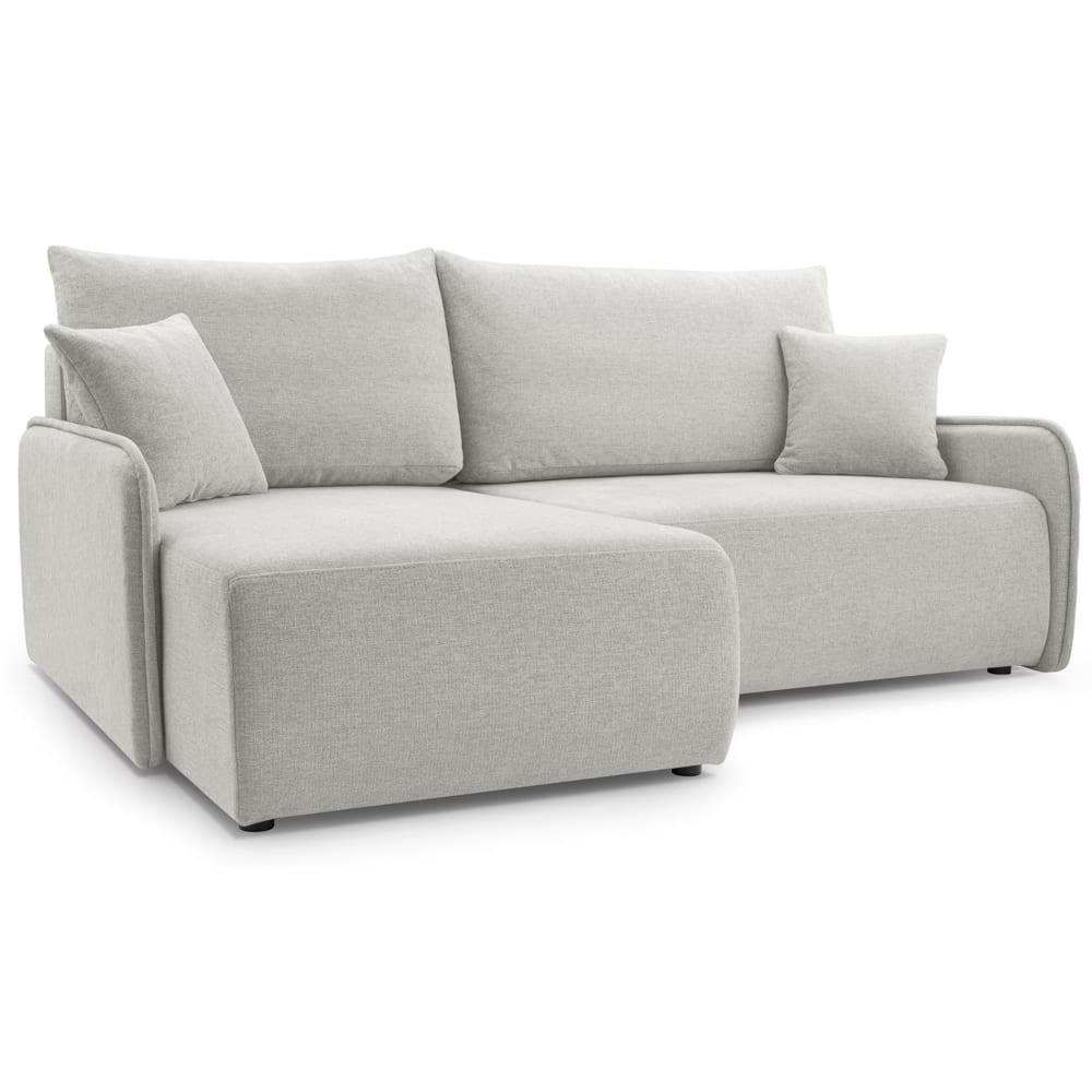 Canapé d'angle convertible, en tissu chenille, grège, côté gauche