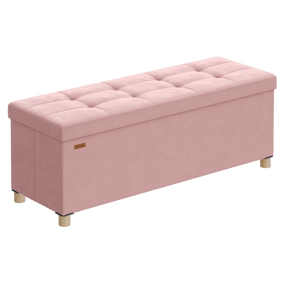 Pouf Contenitore Sgabello Poggiapiedi 38 X 110 X 40 Cm Rosa Pastello-image