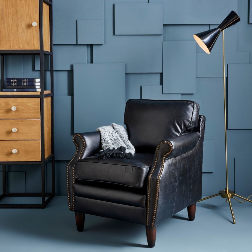 Fauteuil en fauteuil cuir chocolat L73 cm - Noir