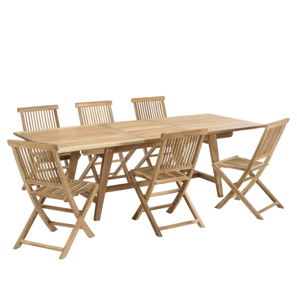 Table de jardin et chaises en teck 8/10 personnes