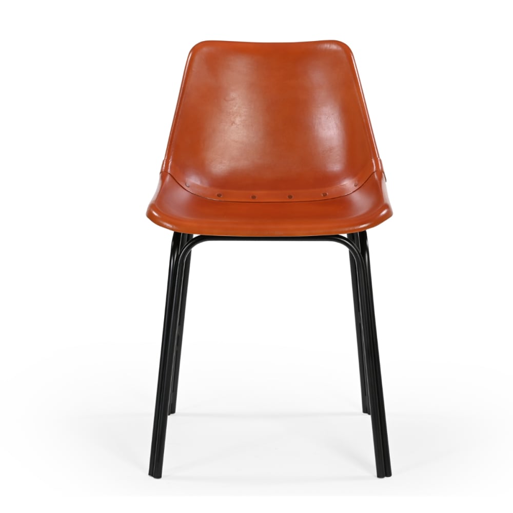 Chaise en cuir marron