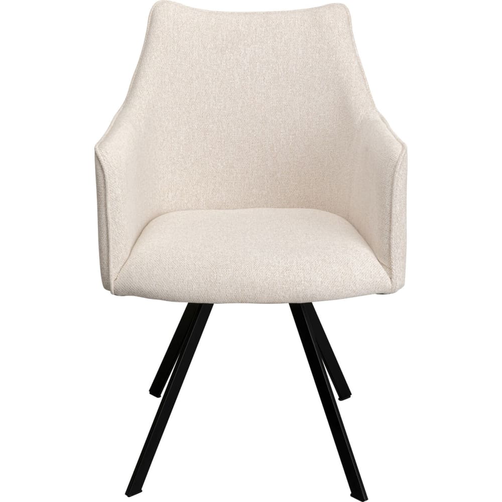 Chaise avec accoudoirs pivotante en polyester crème et hêtre noir Chaise avec accoudoirs pivotante en polyester crème et hêtre noir
