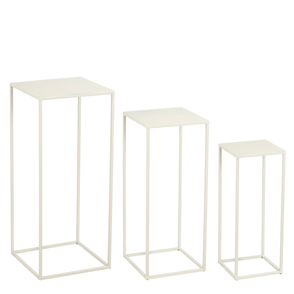 Table d'appoint blanc cassé fer h70xl30xl30cm Table d'appoint blanc cassé fer h70xl30xl30cm