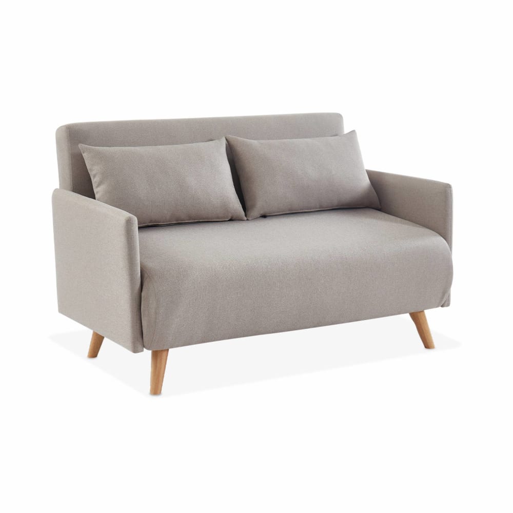 Canapé convertible en tissu beige