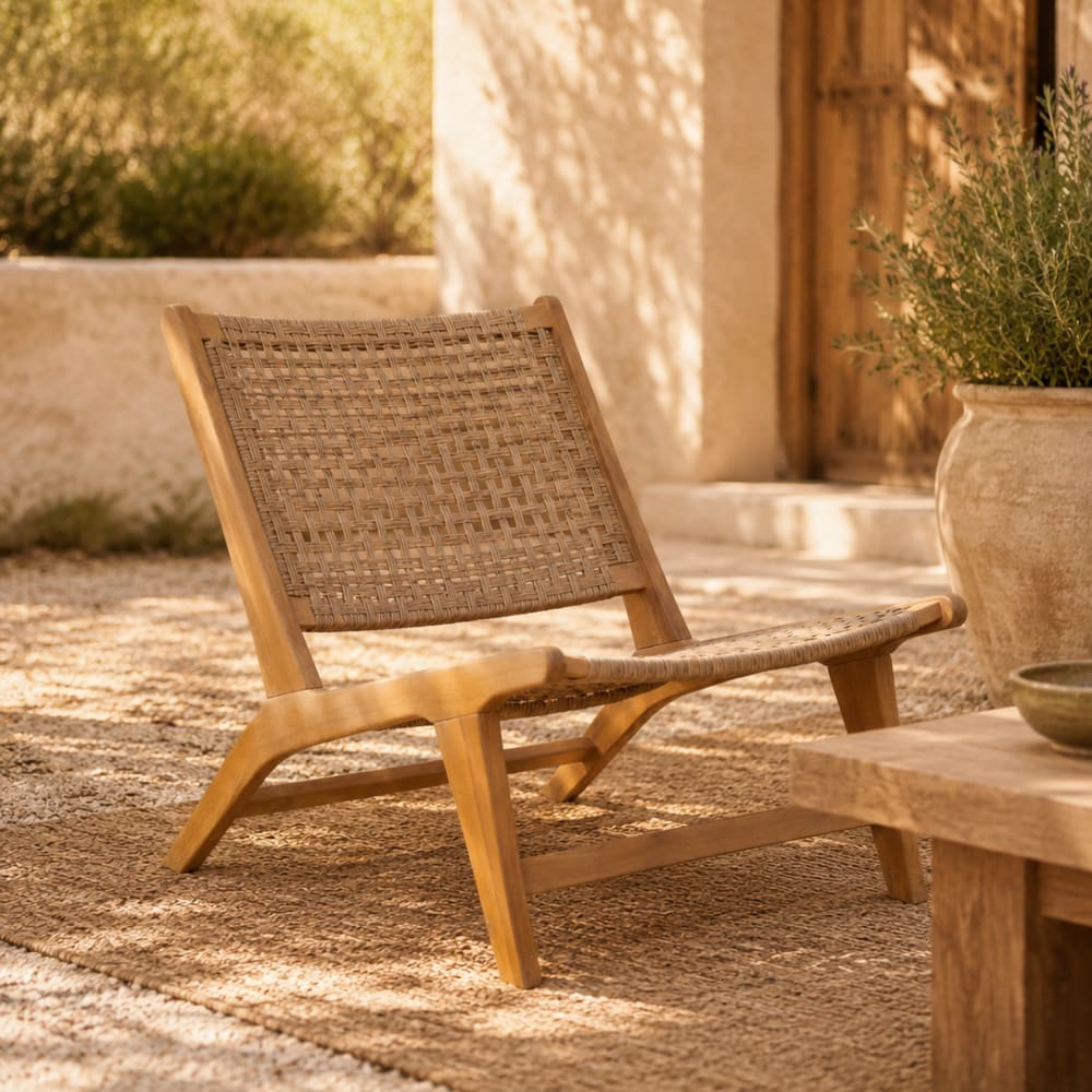 Fauteuil intérieur extérieur en acacia massif et corde Fauteuil intérieur extérieur en acacia massif et corde