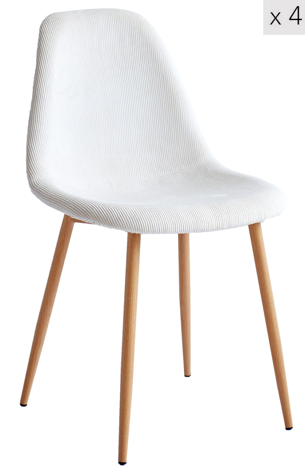 Polsterstühle (4er Set) aus Metall und Kord Beige - Maisons Du