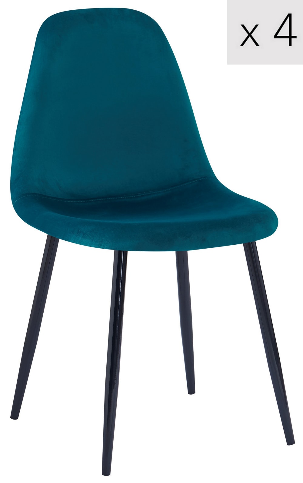 Polsterstühle (4er Set) aus Metall und Samt Blau - Maisons Du