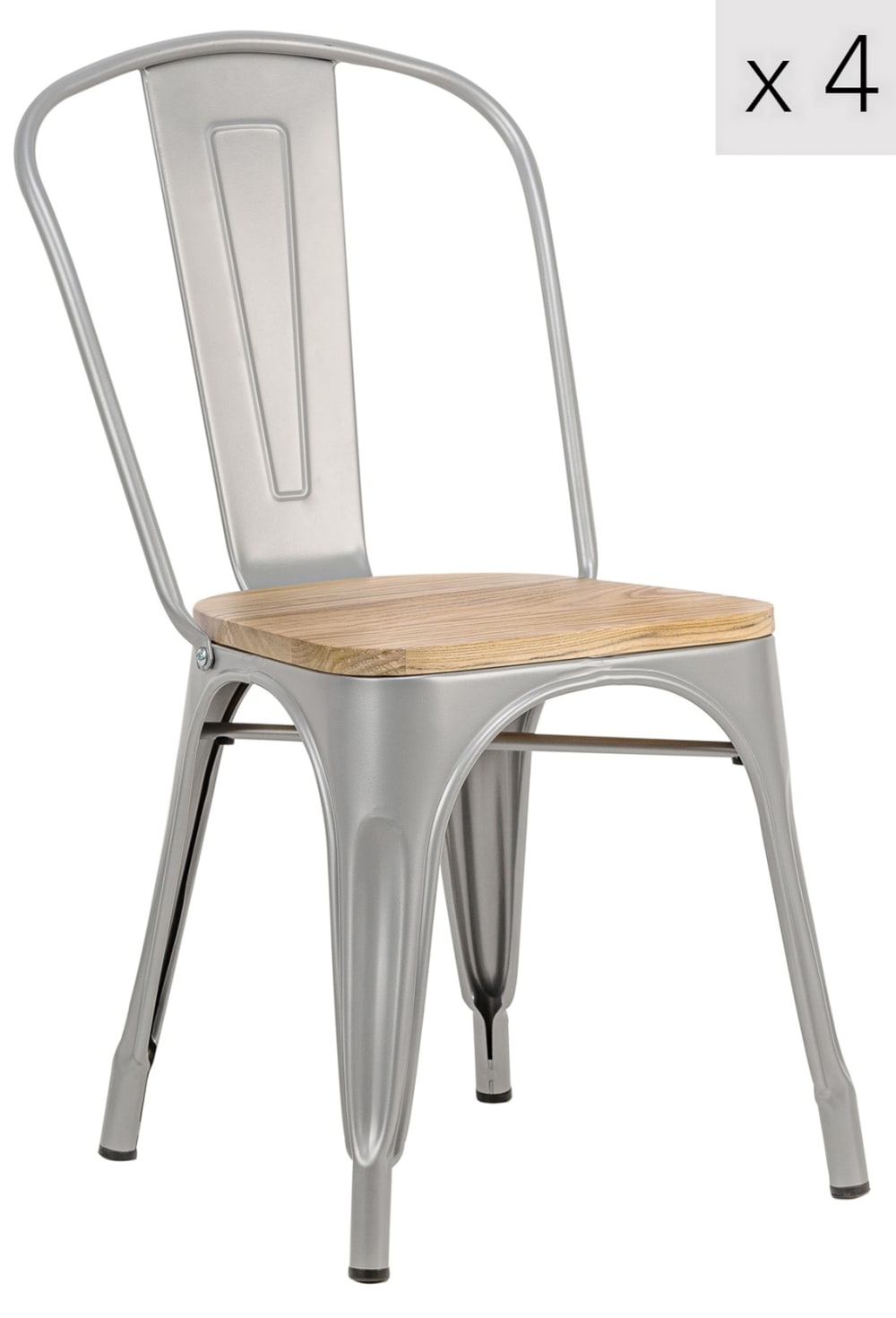 Esszimmerstühle (4er Set) aus Metall und Holz Braun - Maisons Du
