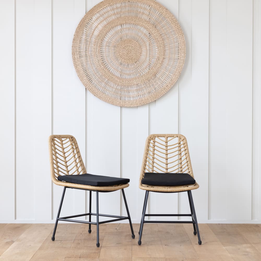 Lot de 2 chaises en rotin synthétique avec coussins