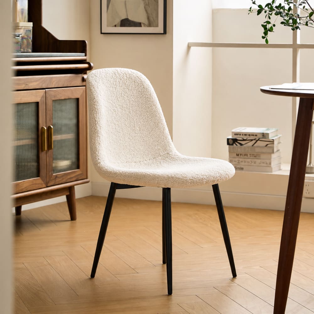 Nordlys Polsterstühle (4er Set) aus Metall und Stoff Beige style modern Weiß Öko-Tex Zertifikat Wolle