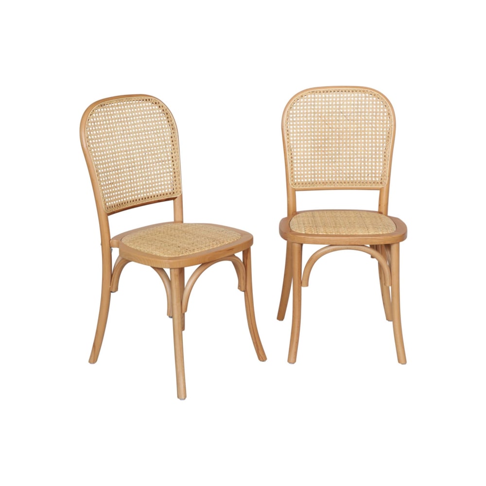 chaise en bois et rotin