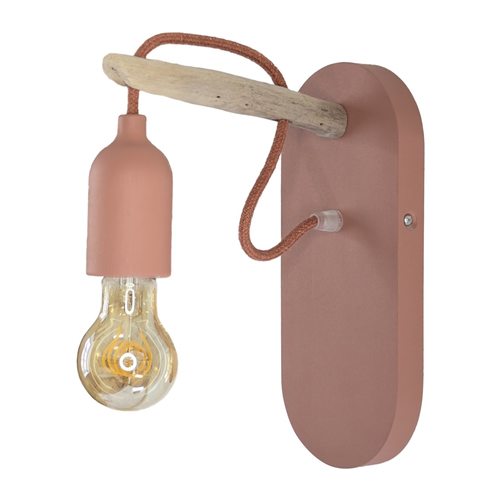 Applique en bois flotté terracotta pour ampoule à vue H26